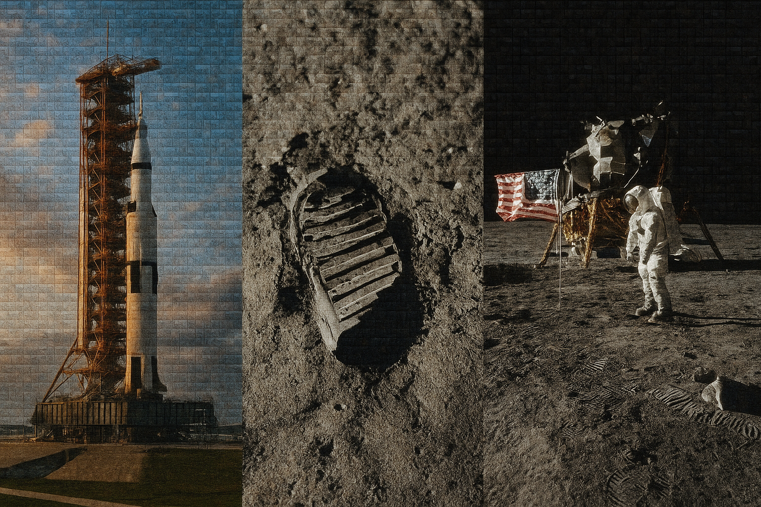 Launch pad and moon surface panorama