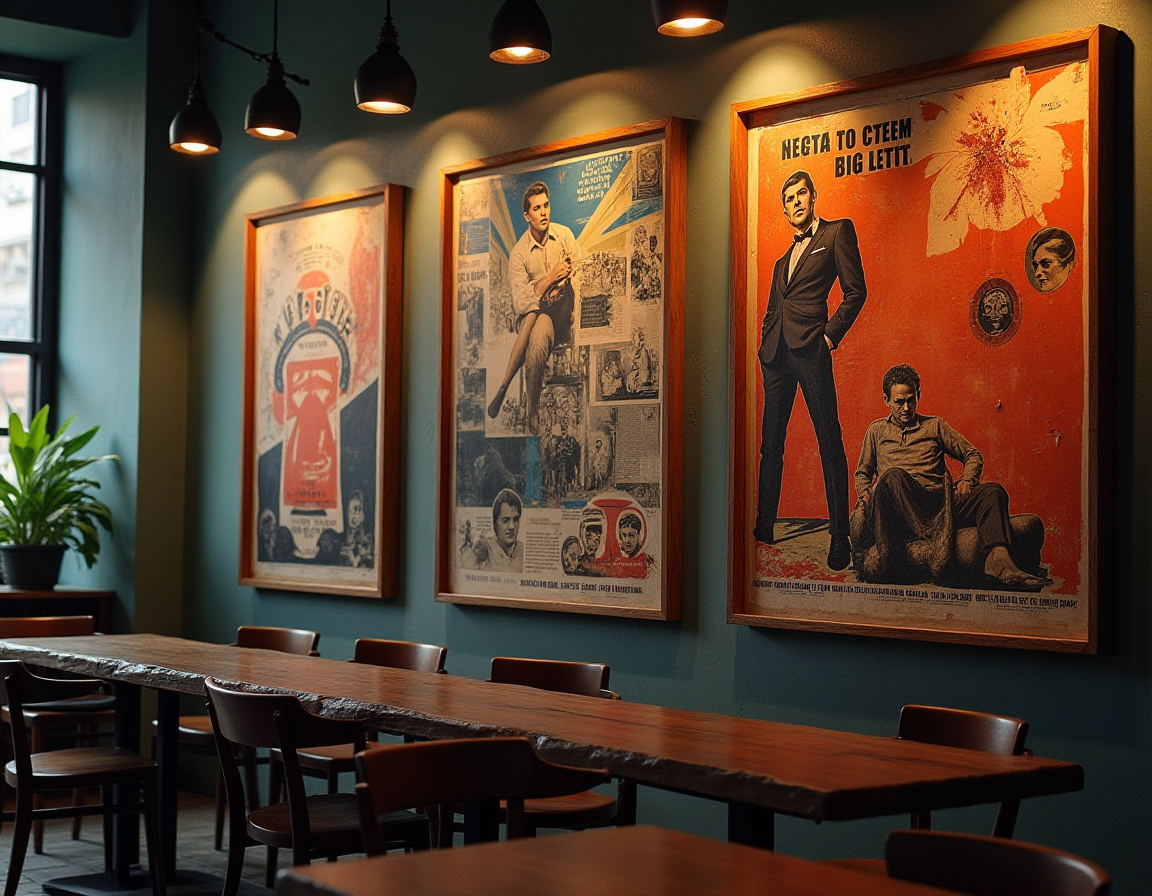 Propaganda posters wall with hidden code marks